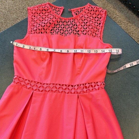 Calvin Klein Illusion Lace Net Coral Dress. Size: 2 - Picture 10 of 12